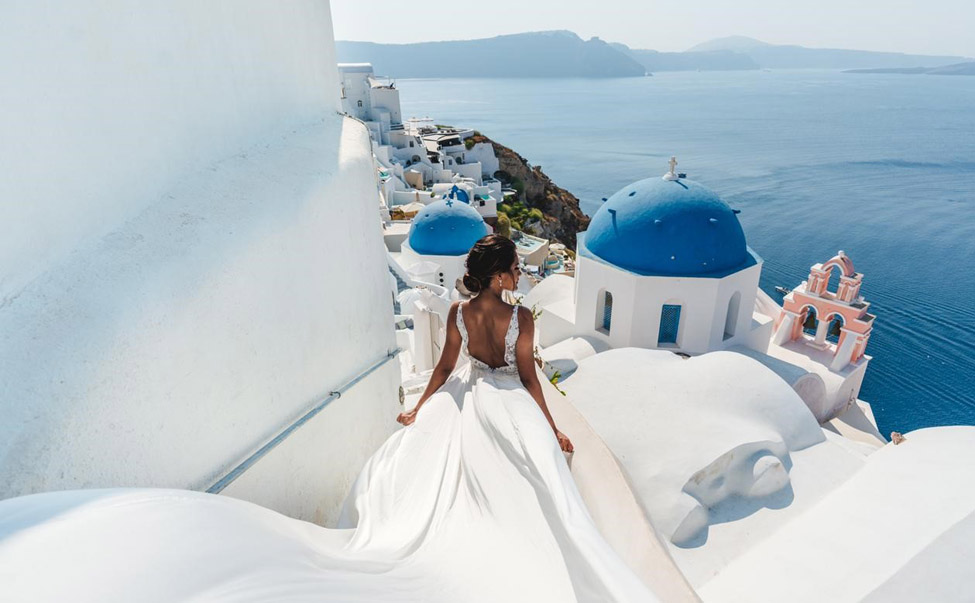AMAZING FLYING DRESS PHOTO SHOOTS IN SANTORINI, GREECE 2024/25